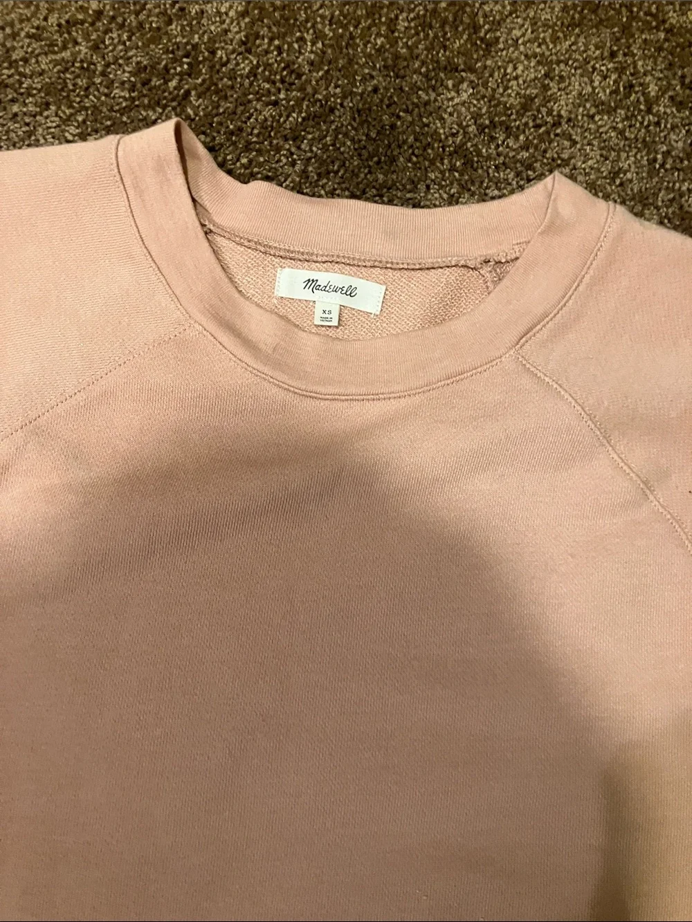 MADEWELL. Size XS. Peach colored short sleeve sweatshirt. Would fit a Small. EUC - Picture 6 of 7